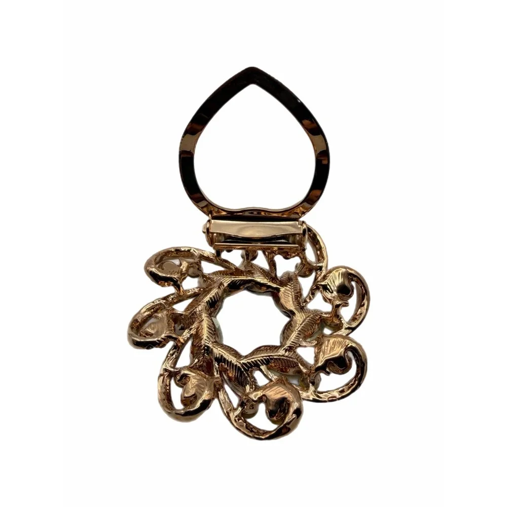 Vintage Gold Tone Multi Color Crystal Wreath Scarf Clip Rhinestone Accessory